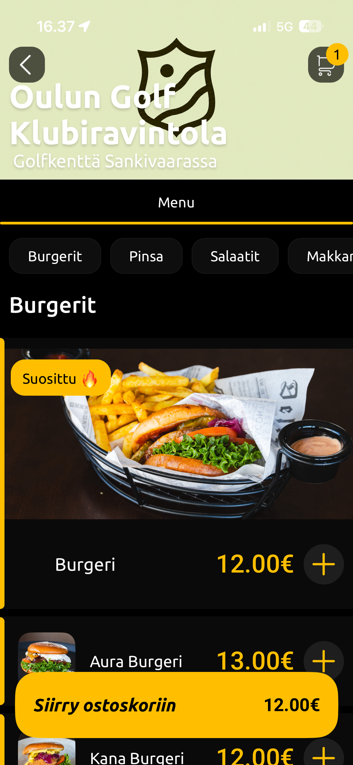 Order-It-menu — Oulun Golf