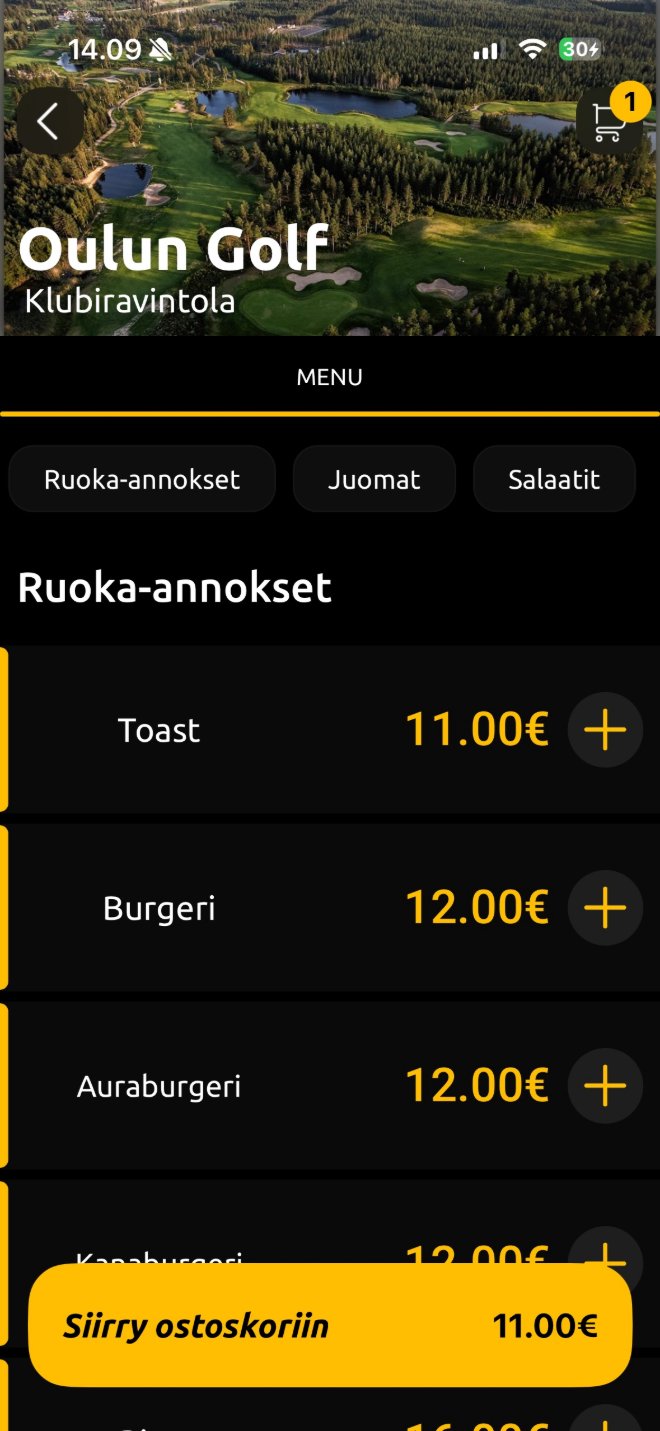 Order-It-sovellus — Oulun Golfin menu